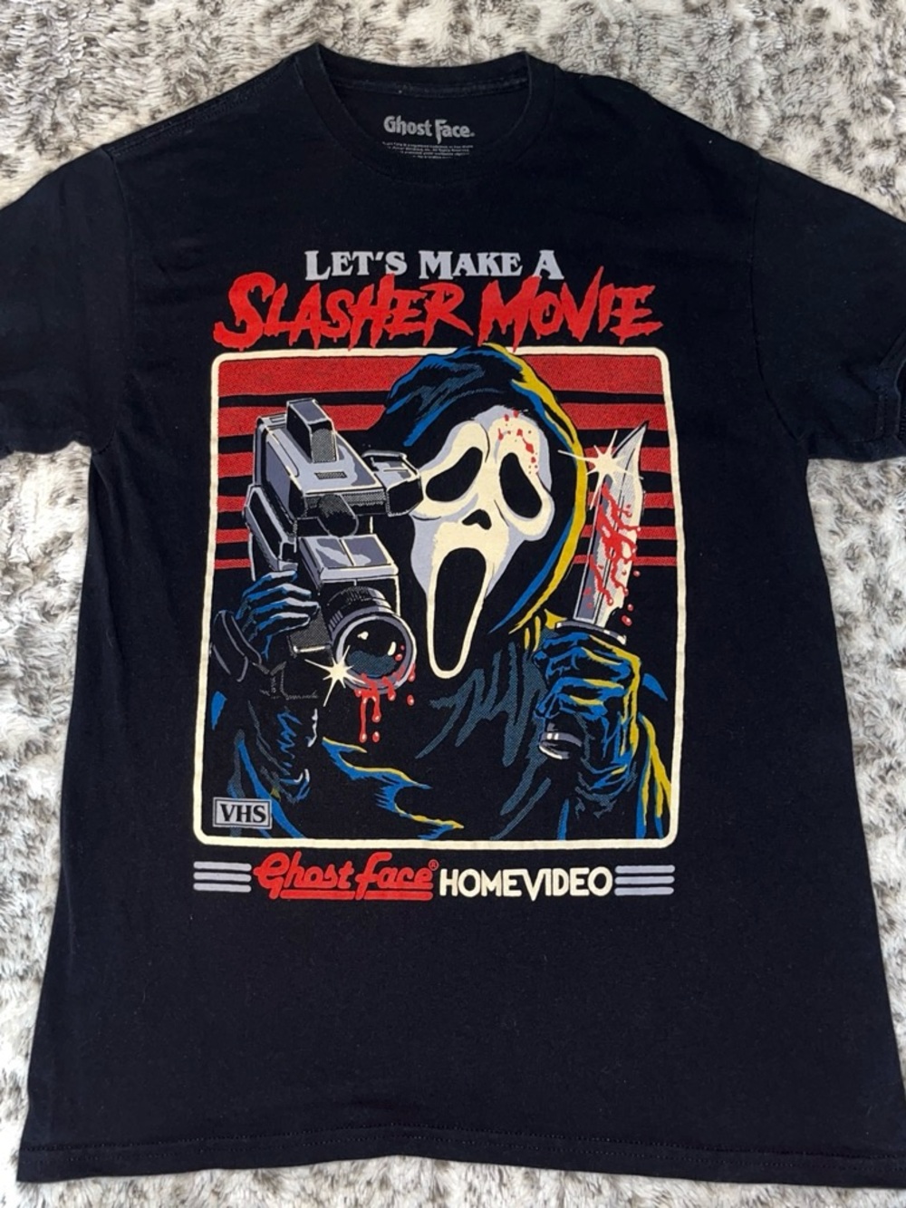 Ghost Face "Let's Make a Slasher Movie" Black Short Sleeve Tee